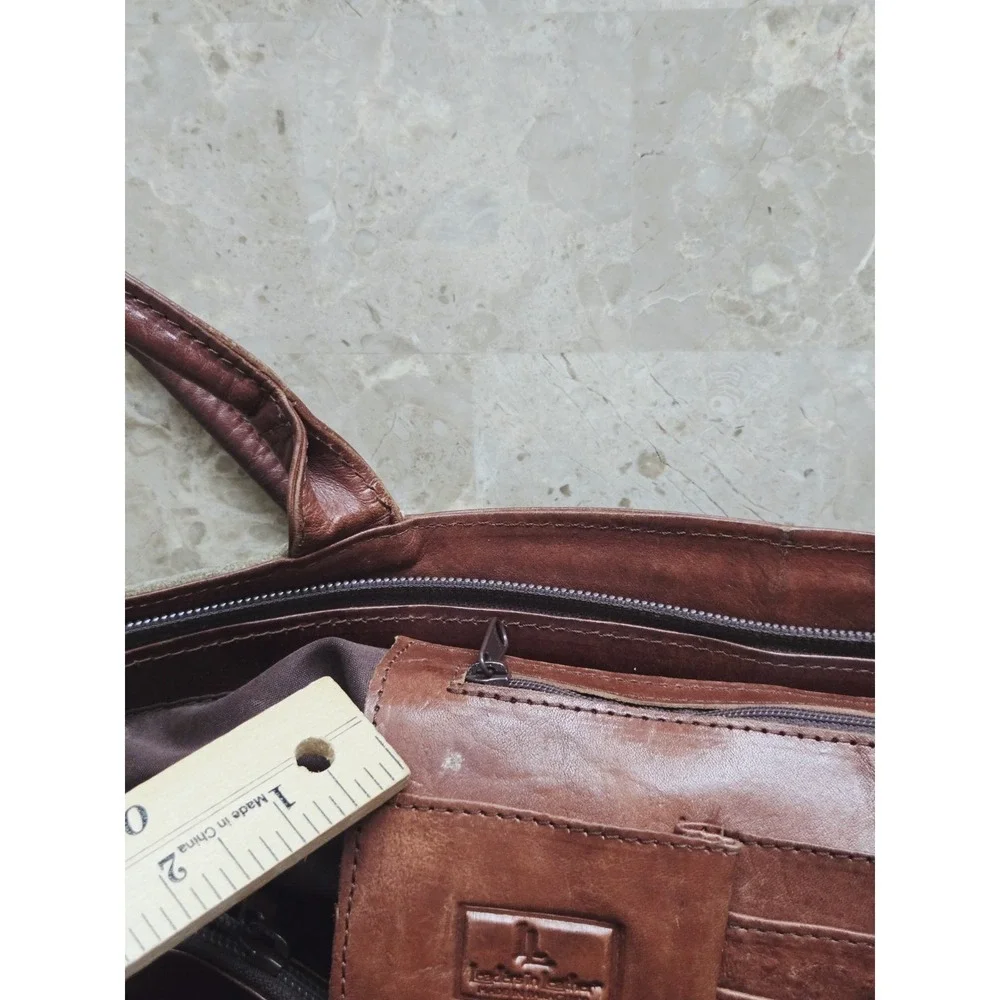 Leaders in Leather Purse Tooled Brown Leather‎ Green Suede Bag Floral Pattern